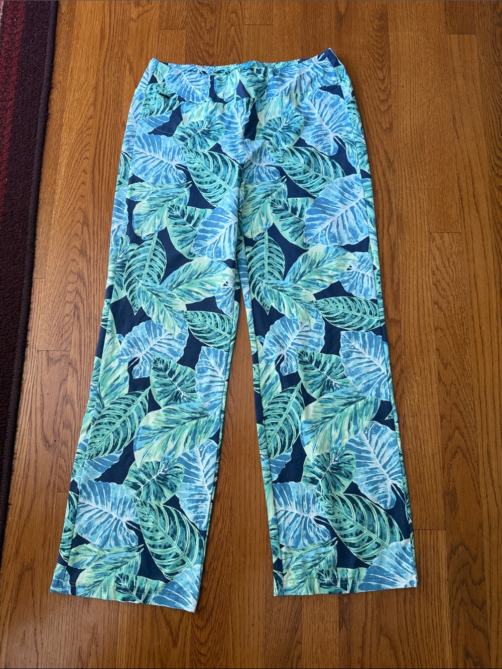 J. McLaughlin Carmel Pants Palm Leaf Tropical Print Travel Stretch USA Medium